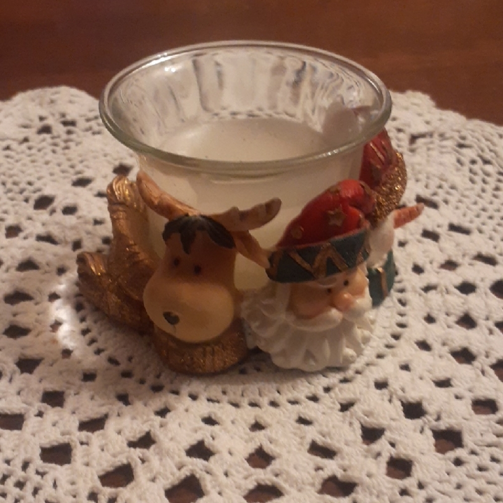 Moose, Santa & Scarfed Snowman Votive Candle Holder, Xmas Decor